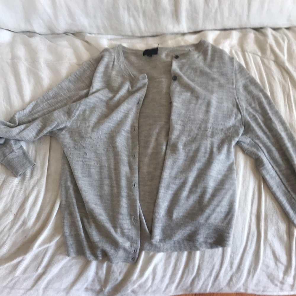 Cropped gray J. Crew cashmere cardigan sz XL